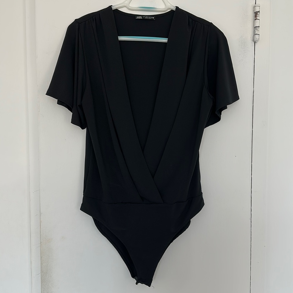 Zara Black V-Neck Bodysuit